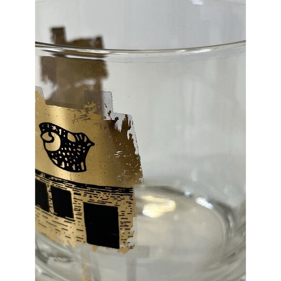 1960's Art Deco 22K Gold Fish Wharf Whiskey Glass San Fran Barware Arcoroc Set-2 - Picture 3 of 11